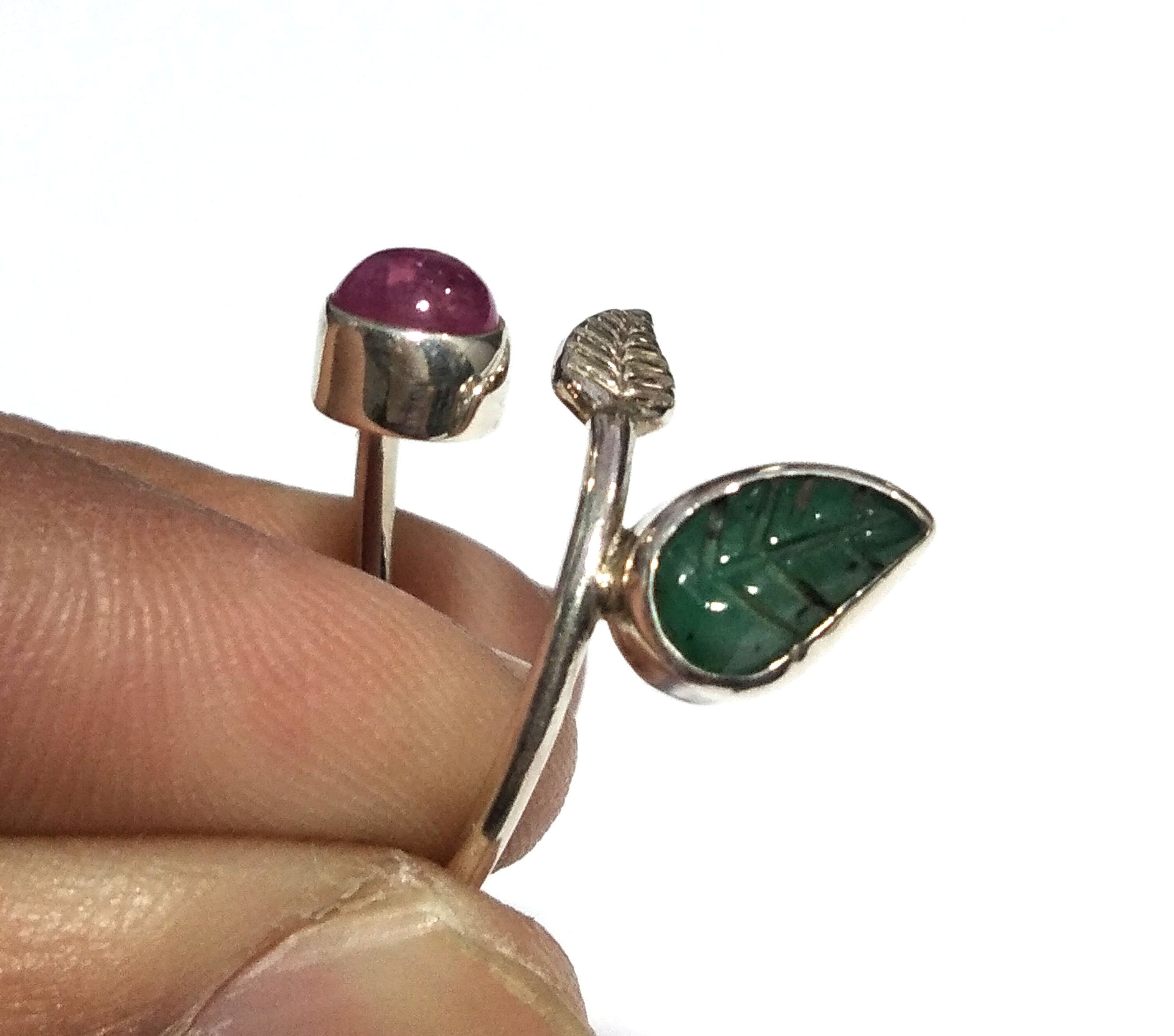 Emerald/Ruby Stone Ring, 925 Solid Starling Silver Ring, Stone Size 9x5 mm to 5x5 mm Emerald/Red Ruby Stone Gift New Year Ring, Wedding Ring